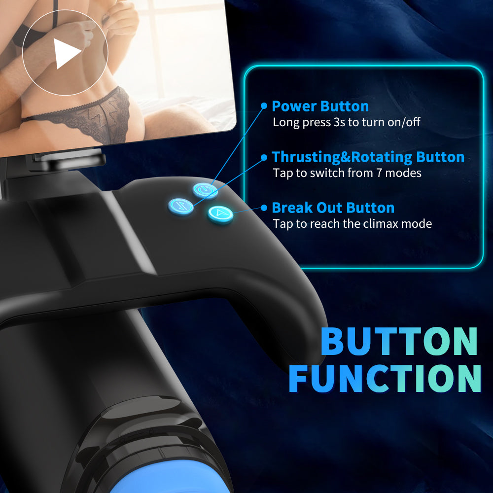 Sexeeg Game Cup Pro Heating Thrusting Vibrating Penis Stroker With Handles And Phone Holder 