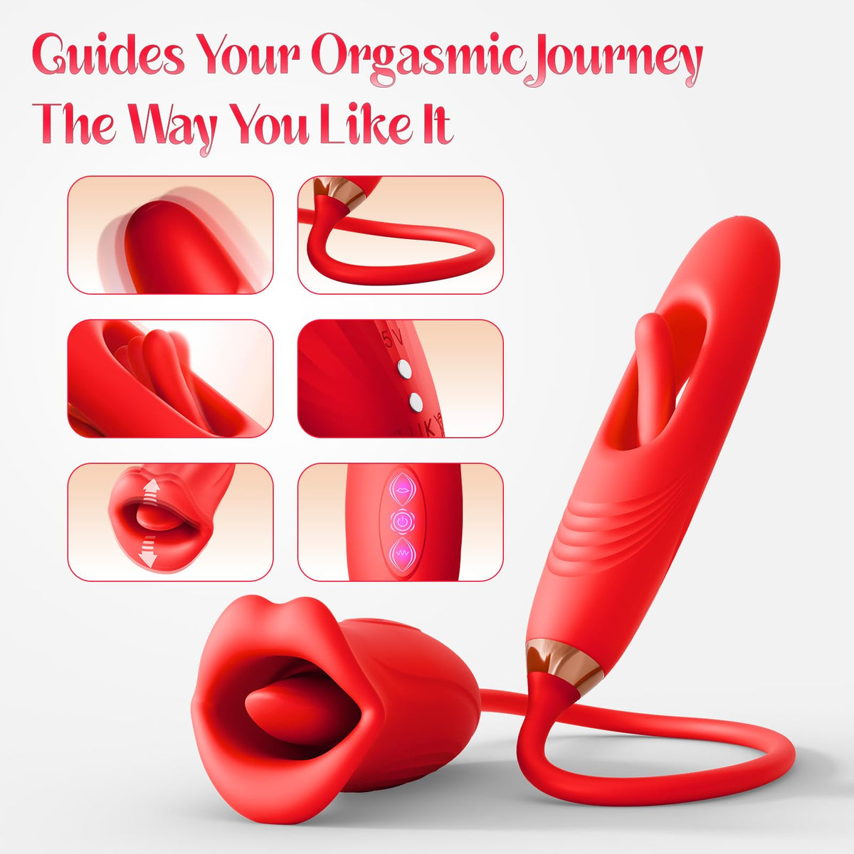 Sexeeg Rose Muncher Lip Tongue Suction Vibrator With Patting Dildo Vibrator 