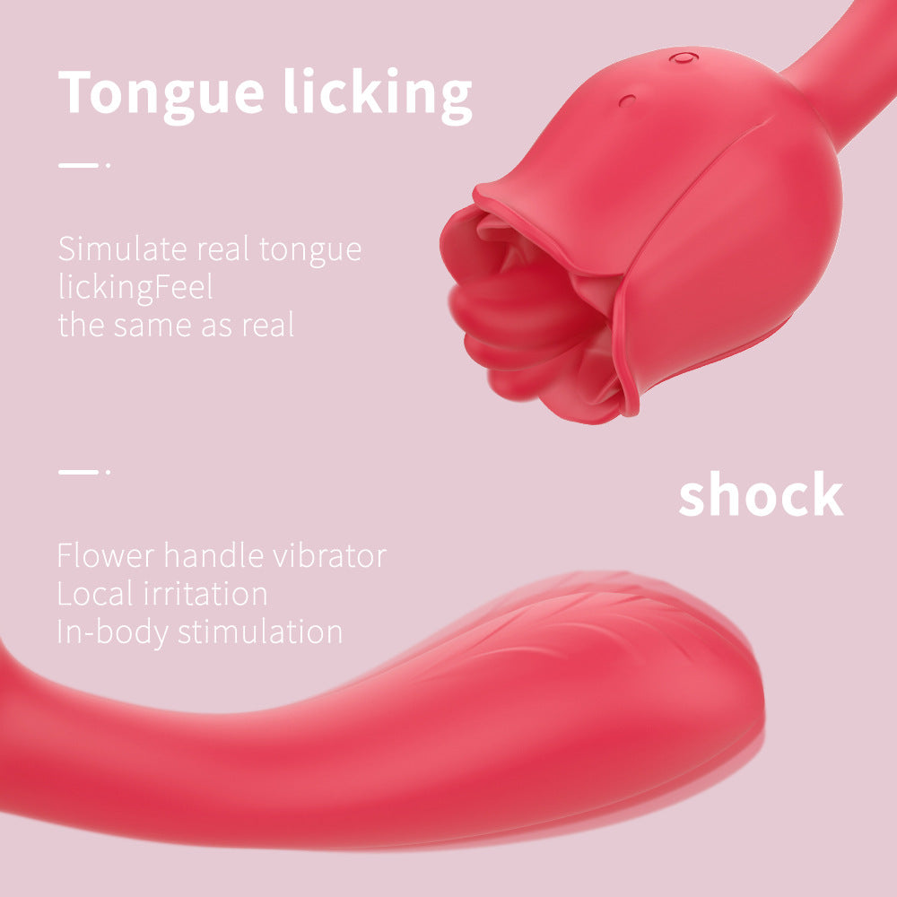 Sexeeg Rose Vibrator With Handle G-Spot Vibrators Tongue Vibrators