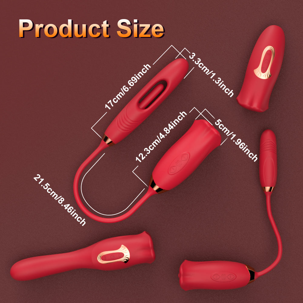 Sexeeg Rose Muncher Lip Tongue Suction Vibrator With Patting Dildo Vibrator 
