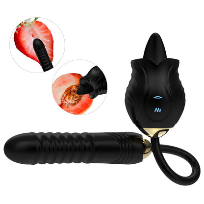 Sexeeg New Rose Toy Warming G-spot Tongue Licking Vibrator 