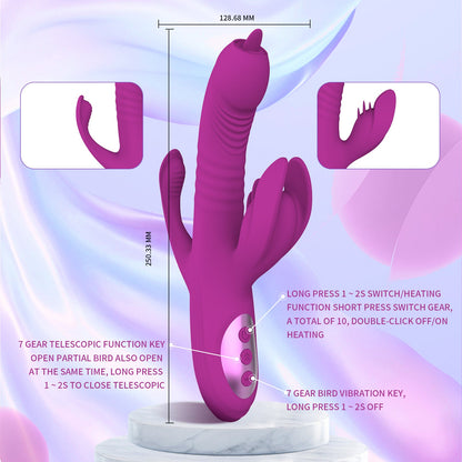 SexeegTrident 4-in-1 Heating Telescopic Swinging Tongue-licking Vibrator 