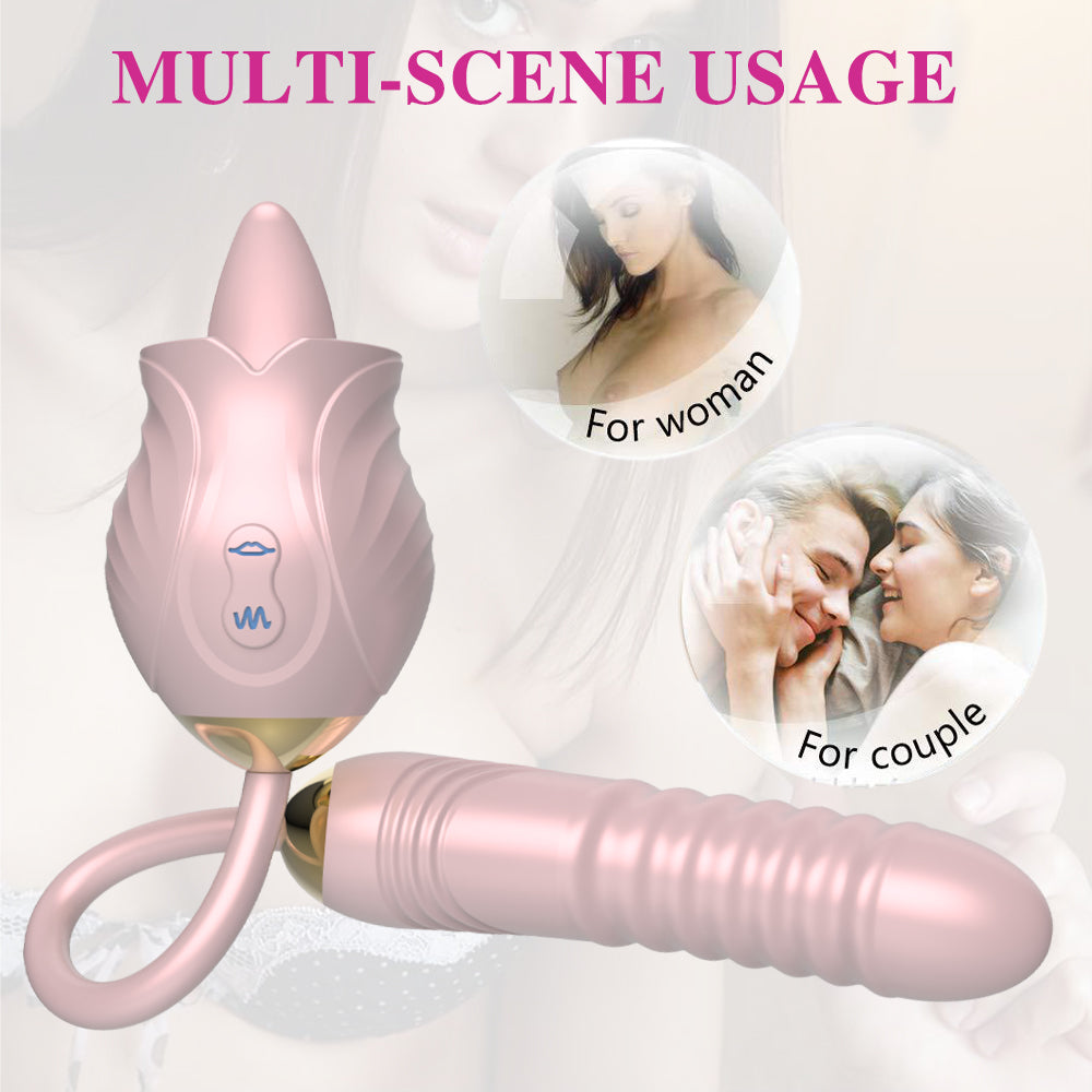 Sexeeg New Rose Toy Warming G-spot Tongue Licking Vibrator 