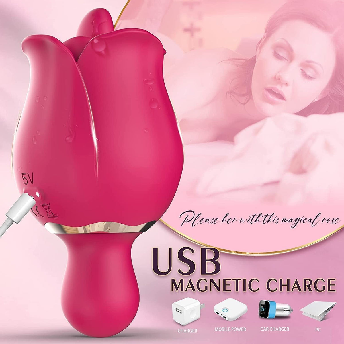 Sexeeg Rose Tongue Vibrator — G-Spot & 9 Modes