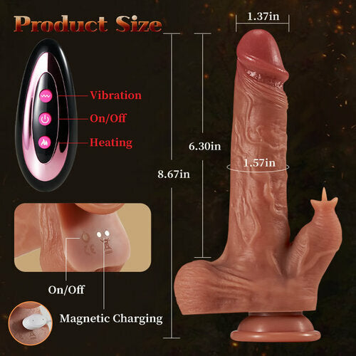 Sexeeg Reed 9 Vibrating Tongue Licking 3 Thrusting & Swing Heating 8.67 Inch Realistic Dildo 