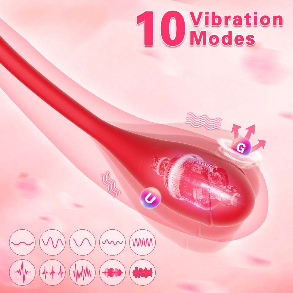 Sexeeg 2 In 1 Rose Clitoris Vibrator Tongue Licking Thrusting Vibrator Nipple Stimulator