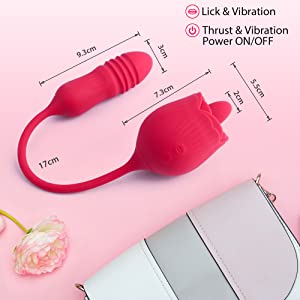 Sexeeg Rose Female Tongue Licking Egg Jumping Telescopic Masturbation Device Double-headed Vibrating Sex Toy