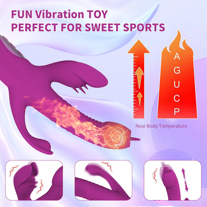 SexeegTrident 4-in-1 Heating Telescopic Swinging Tongue-licking Vibrator 