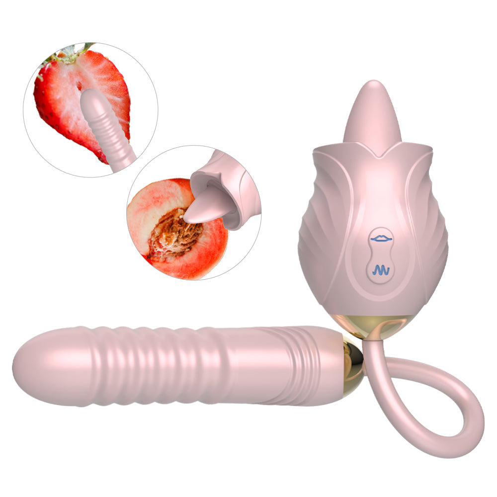 Sexeeg New Rose Toy Warming G-spot Tongue Licking Vibrator 