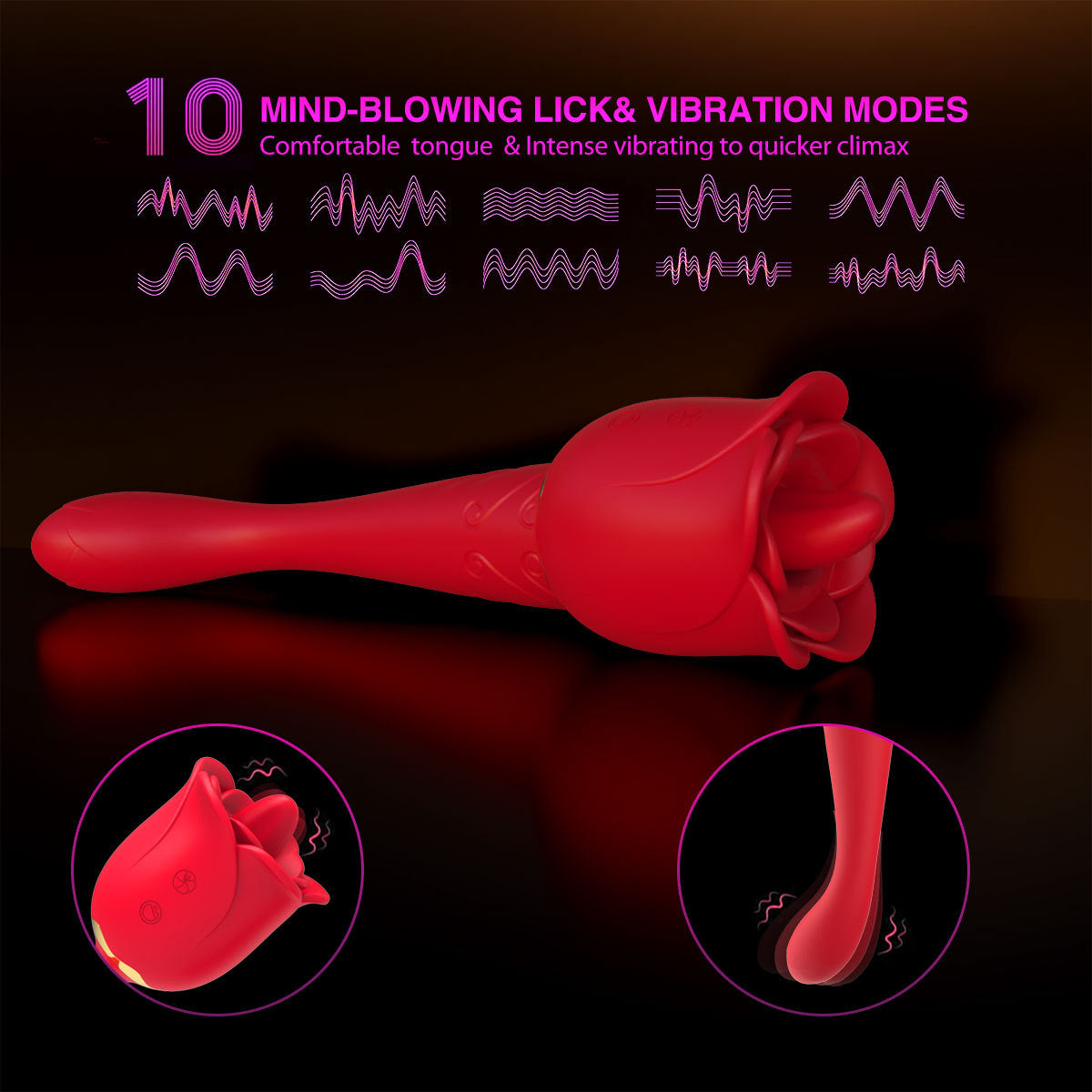 Sexeeg Rose Honey Tongue Licking Vibration G Point Massage Stick Nipple Masturbation Device 