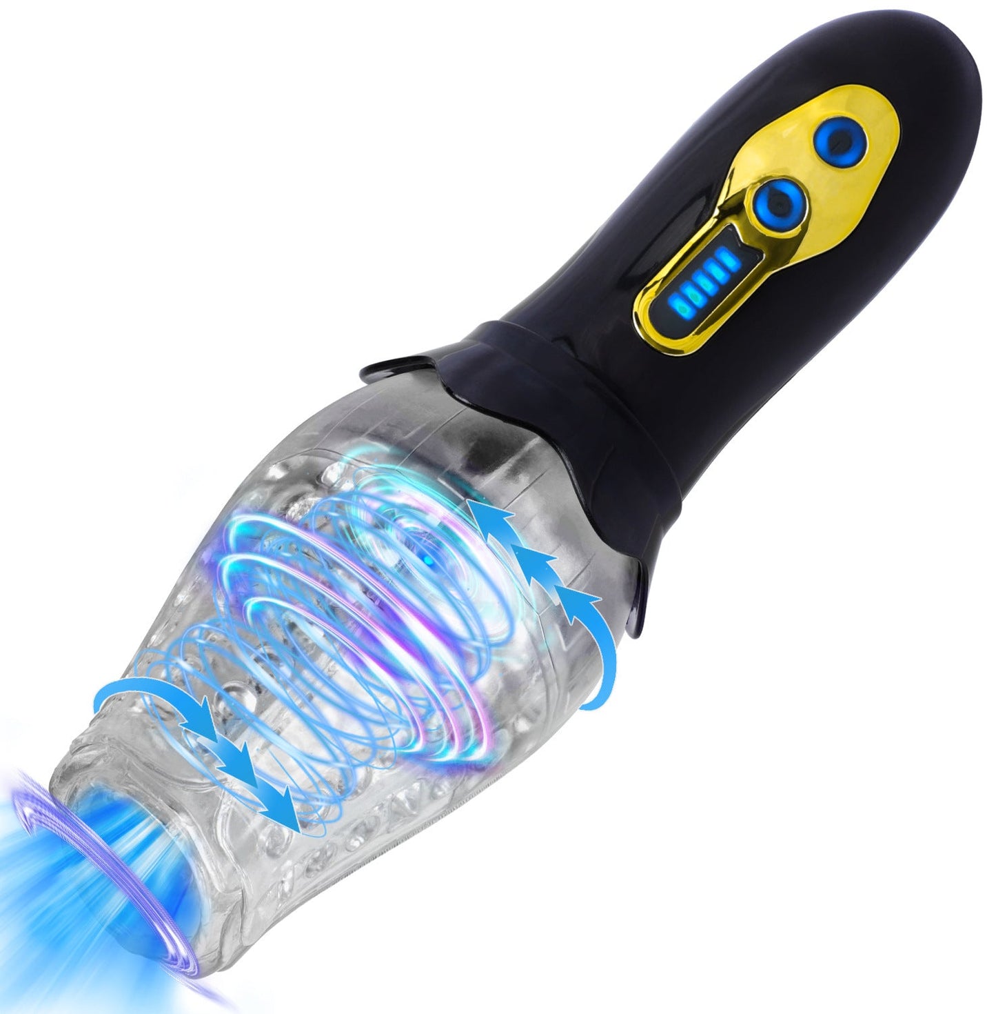 Sexeeg Male Rose Penis Trainer Rotating Vibrating Deepthroat Masturbator 