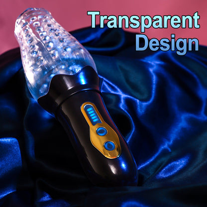 Sexeeg Male Rose Penis Trainer Rotating Vibrating Deepthroat Masturbator 