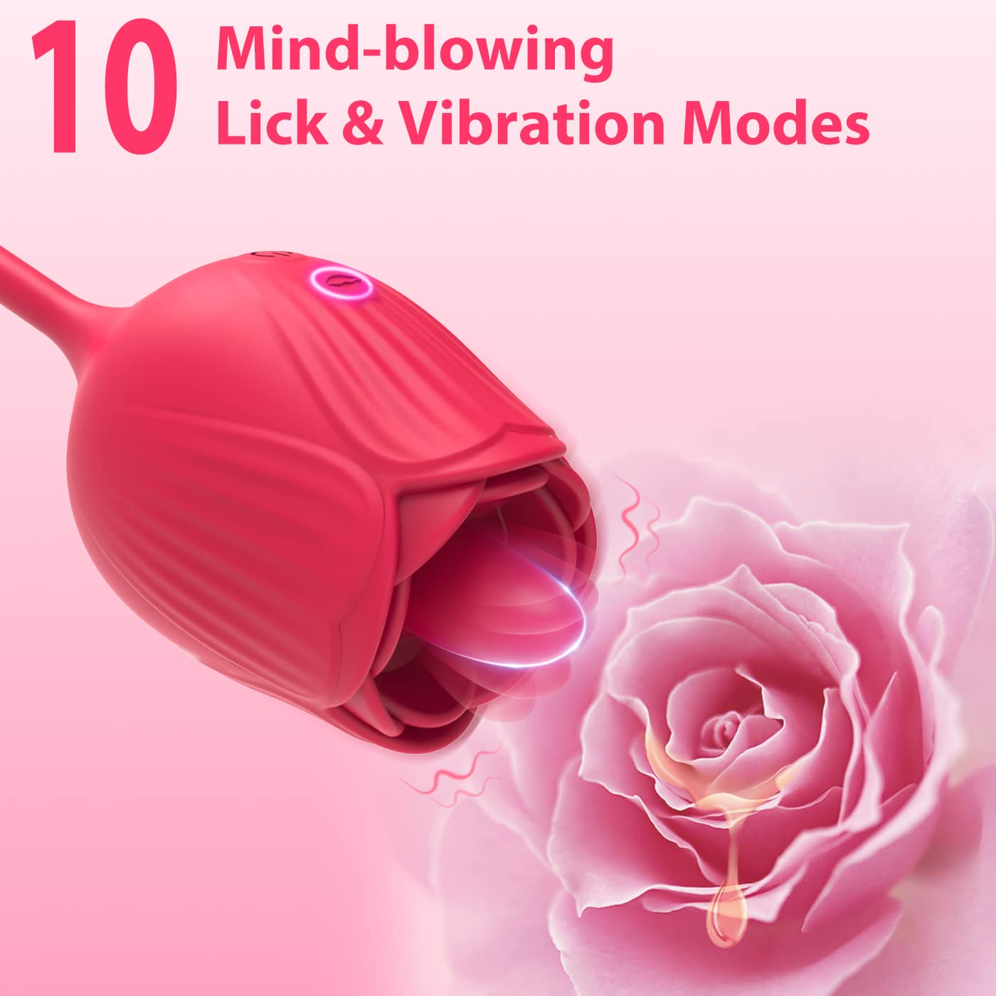 Sexeeg Rose Female Tongue Licking Egg Jumping Telescopic Masturbation Device Double-headed Vibrating Sex Toy