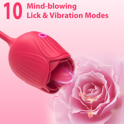 Sexeeg Rose Female Tongue Licking Egg Jumping Telescopic Masturbation Device Double-headed Vibrating Sex Toy