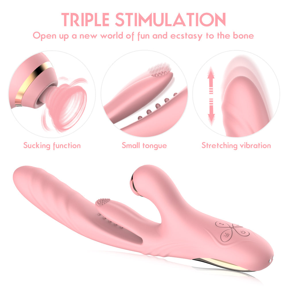 Sexeeg 3 in 1 Suction & Thrusting Vibrator With Tongue For Clitoris & G-spot 