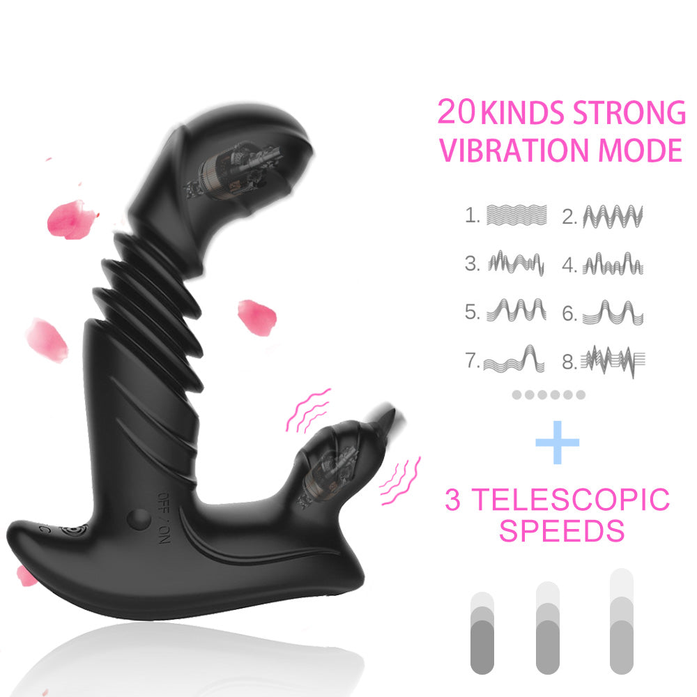 Sexeeg Telescopic Prostate Massager For Men And Women Double Shock Masturbation G-spot Vestibule Anal Plug Sex Toy