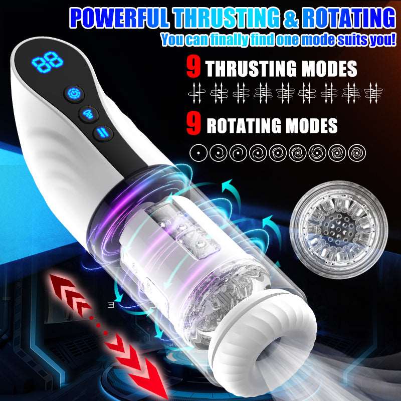 Sexeeg 3-in-1 Thrusting Rotating Sucking Deep-throat Male Masturbator