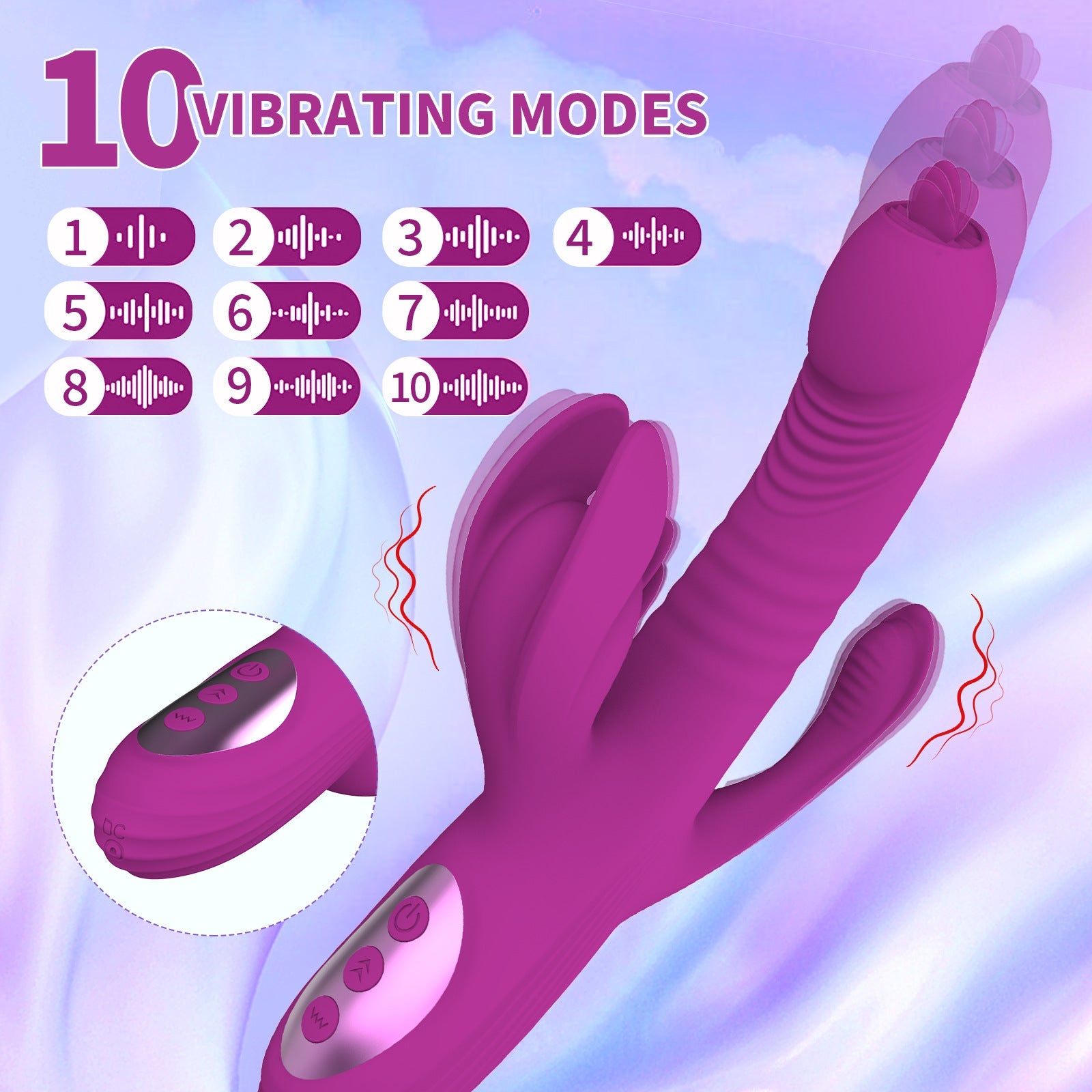 SexeegTrident 4-in-1 Heating Telescopic Swinging Tongue-licking Vibrator 