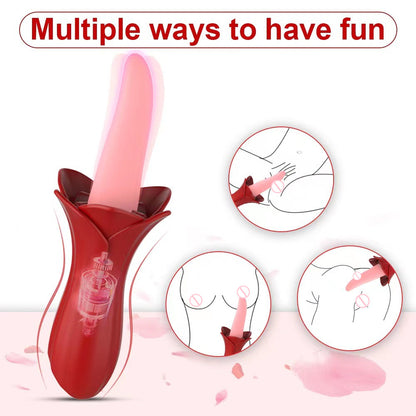 Sexeeg Rose Tongue Vibrating Stick Vaginal Licking Clitoris Stimulator