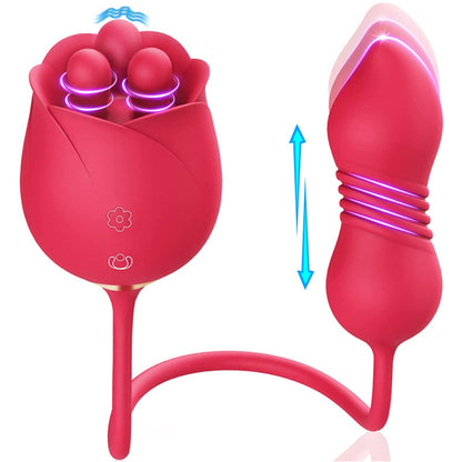 Sexeeg S475-7 4-in-1 Three Pistils Rose Toy With Telescopic Egg 