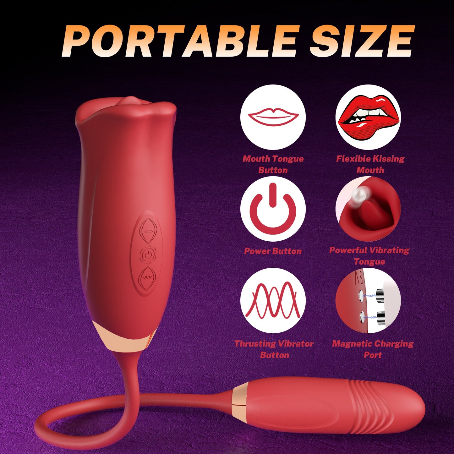 Sexeeg Rose Muncher Rose Kiss Tongue Vibrator With Thrusting Dildo Vibrator 