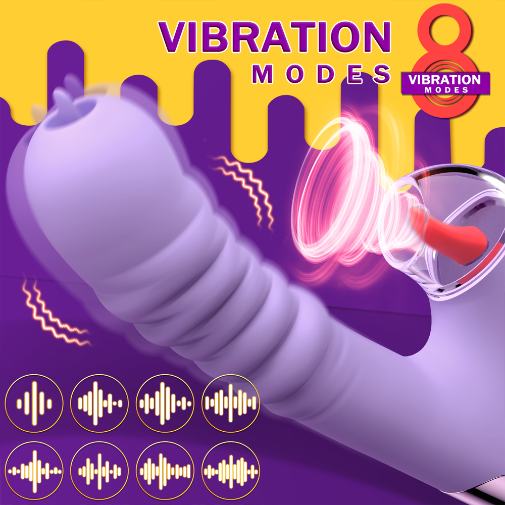Sexeeg Small Dinosaur Vibrator - Multi-frequency Telescopic Tongue Sucking Clit Stimulation Vibrator 