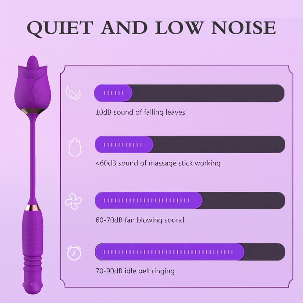 Sexeeg Purple Rose Toy Rotating Pearls Telescopic Tongue-licking Vibrator 