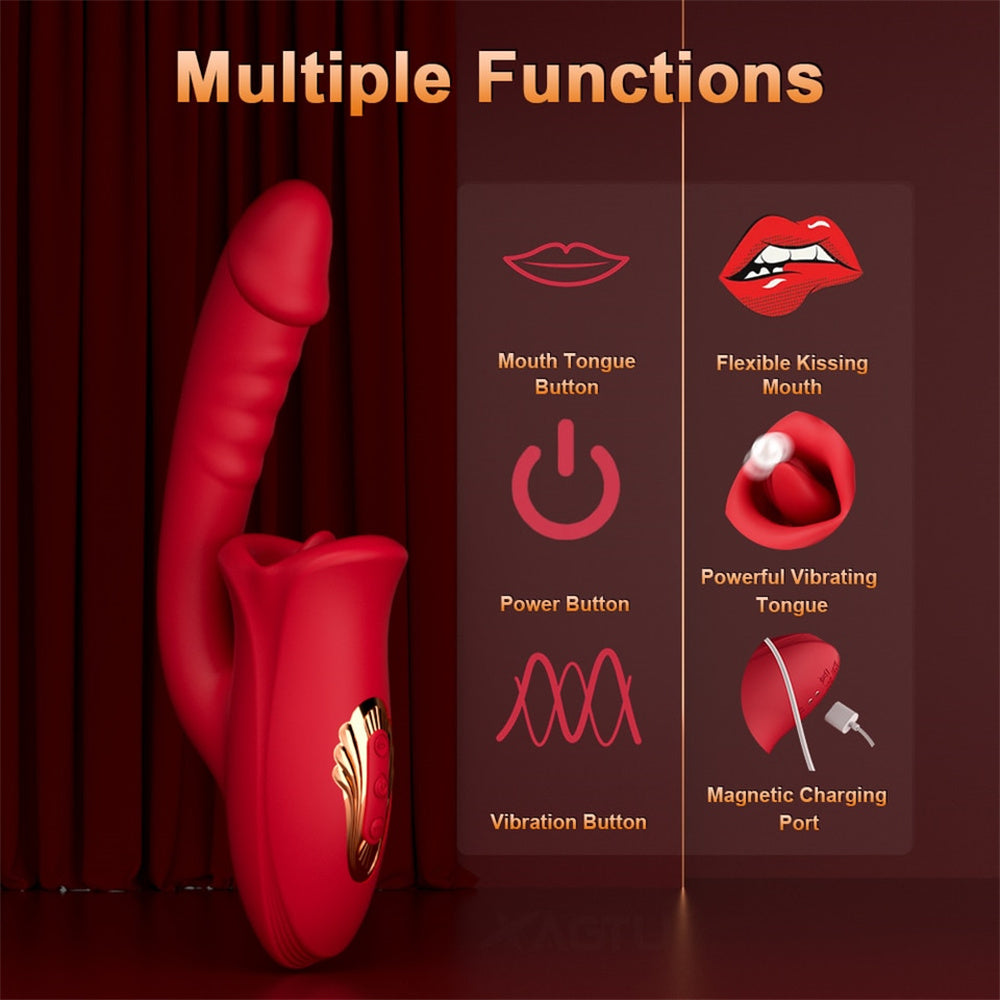 Sexeeg Rose Muncher Mouth Shaped Lip Biting Vibrator With G Spot Vibrator 