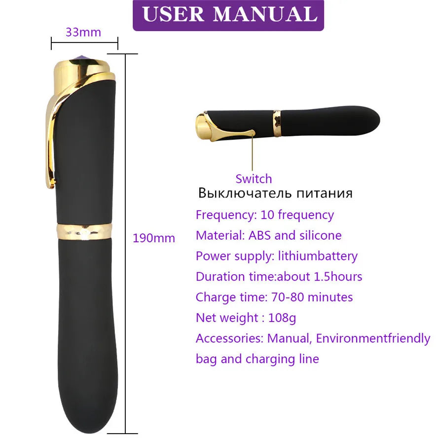 sexeeg 10 Speed Pen-shaped G-spot Vibrating Dildo Magic Massager 