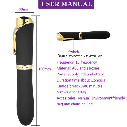 sexeeg 10 Speed Pen-shaped G-spot Vibrating Dildo Magic Massager 